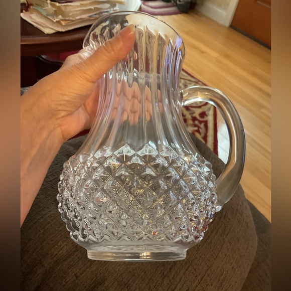 VTG Longchamp Crystal D’Arques Diamond Cut 24% Lead Crystal Clear Pitcher EUC - Picture 5 of 9